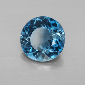 Topázio azul natural 3,20ct, corte redondo, VVS-VS