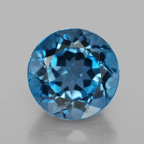 Topázio azul natural 3,57ct, corte redondo, VS-SI