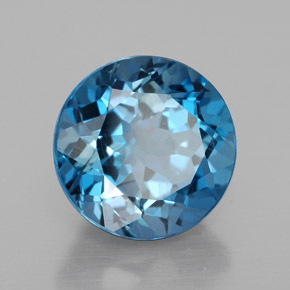 Topázio azul natural 3,57ct, corte redondo, VS-SI