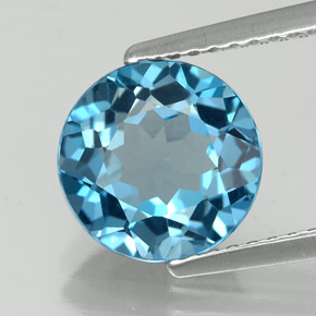 Topázio azul natural 2,58ct, corte redondo, VVS