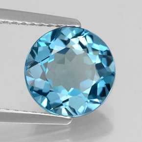 Topázio azul natural 2,58ct, corte redondo, VVS