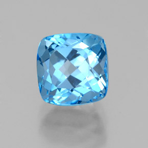 Topázio azul natural 2,67ct, almofada cortada, VVS