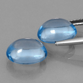 Pedras preciosas de topázio azul natural de  ct, corte oval, transparente