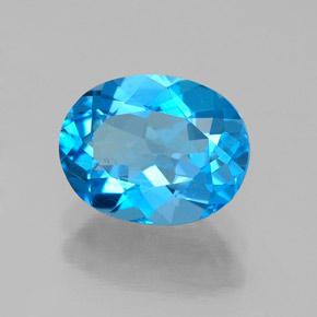 Topázio azul natural 2,26ct, corte oval, VS