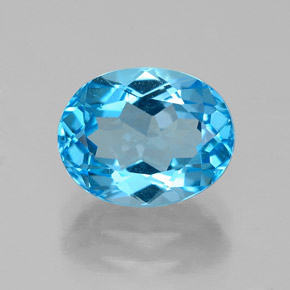 Topázio azul natural 2,64ct, corte oval, VS