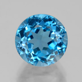 Topázio azul natural 4,14ct, corte redondo, VVS