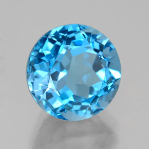 Topázio azul natural 4,14ct, corte redondo, VVS