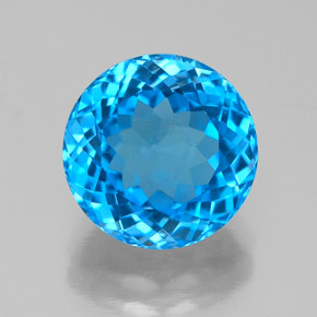 Topázio azul natural 3,72ct, corte redondo, SI