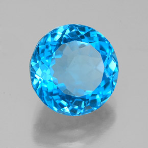 Topázio azul natural 3,72ct, corte redondo, SI