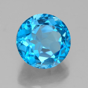 Topázio azul natural 3,90ct, corte redondo, VVS