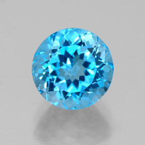 Topázio azul natural 2,92ct, corte redondo, VS