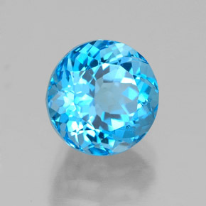 Topázio azul natural 2,92ct, corte redondo, VS