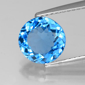 Topázio azul natural 2,16ct, corte redondo, VVS-VS