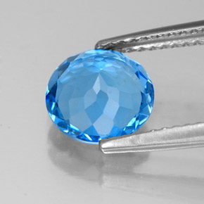 Topázio azul natural 2,16ct, corte redondo, VVS-VS