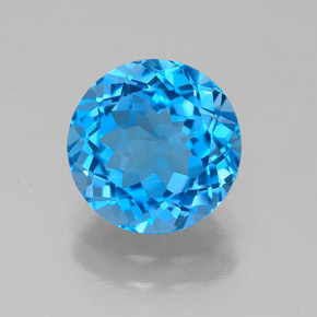 Topázio azul natural 2,54ct, corte redondo, VS