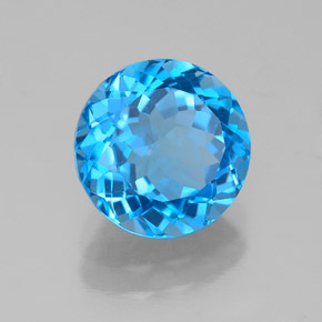 Topázio azul natural 2,54ct, corte redondo, VS