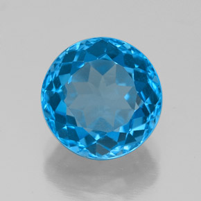 Topázio azul natural 3,50ct, corte redondo, VVS