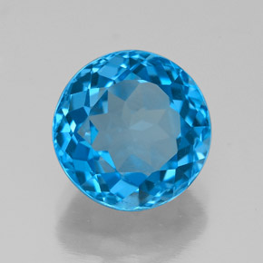 Topázio azul natural 3,50ct, corte redondo, VVS
