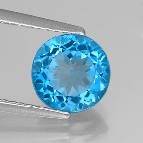 Topázio azul natural 2,22ct, corte redondo, VVS-VS