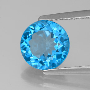Topázio azul natural 2,22ct, corte redondo, VVS-VS