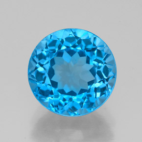 Topázio azul natural 3,50ct, corte redondo, VS