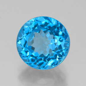 Topázio azul natural 3,50ct, corte redondo, VS
