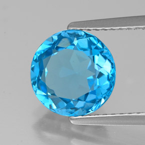 Topázio azul natural 2,90ct, corte redondo, VVS
