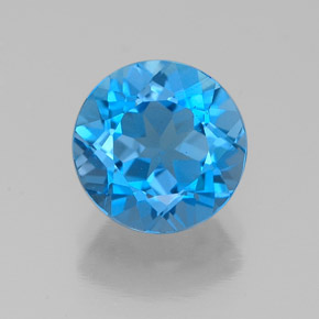 Topázio azul natural 2,28ct, corte redondo, VVS