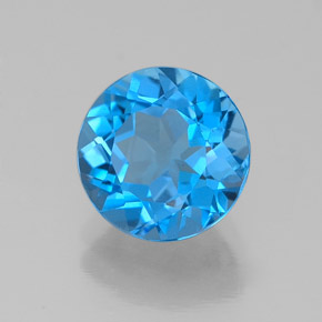 Topázio azul natural 2,28ct, corte redondo, VVS