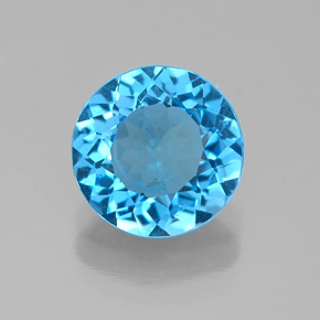 Topázio azul natural 2,07ct, corte redondo, VS-SI