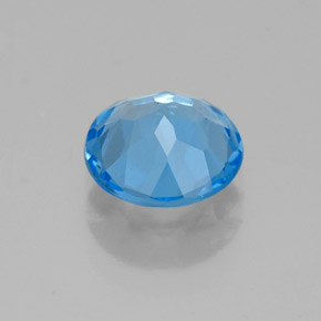 Topázio azul natural 1,57ct, corte redondo, VS