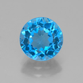 Topázio azul natural 2,14ct, corte redondo, VVS