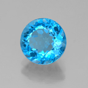 Topázio azul natural 2,14ct, corte redondo, VVS