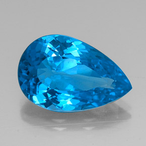 Topázio azul natural 9,25ct, formato de pêra, VVS