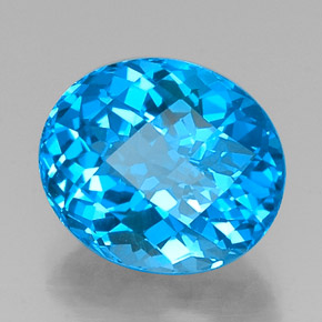 Topázio azul natural 11,31ct, corte oval, VVS