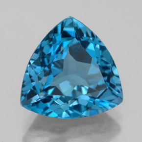 Topázio azul natural 6,69ct, trillion, VVS