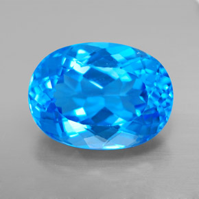 Topázio azul natural 11,54ct, corte oval, VS