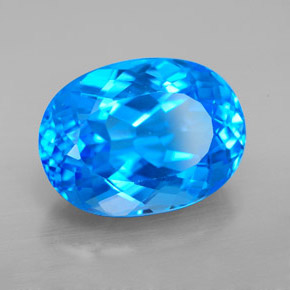 Topázio azul natural 11,54ct, corte oval, VS