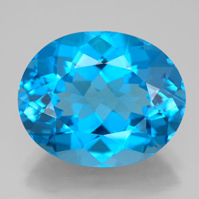 Topázio azul natural 12,69ct, corte oval, VVS