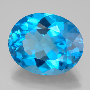 Topázio azul natural 12,69ct, corte oval, VVS