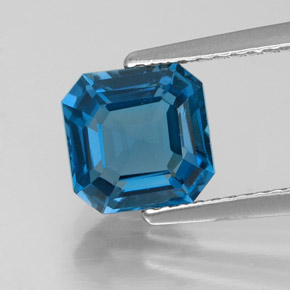 Topázio azul natural 2,25ct, corte esmeralda, VVS-VS