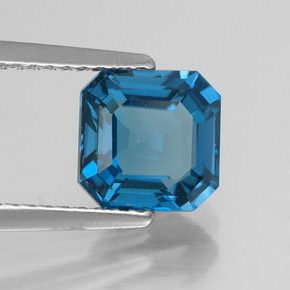 Topázio azul natural 2,25ct, corte esmeralda, VVS-VS