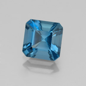 Topázio azul natural 1,89ct, corte esmeralda, VS