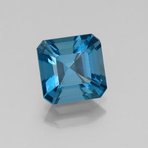 Topázio azul natural 1,89ct, corte esmeralda, VS