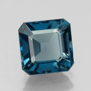 Topázio azul natural 2,12ct, corte esmeralda, VVS