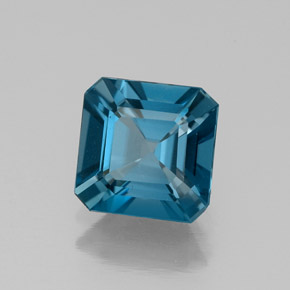 Topázio azul natural 1,75ct, corte esmeralda, VS
