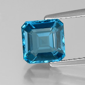 Topázio azul natural 2,16ct, corte esmeralda, VS