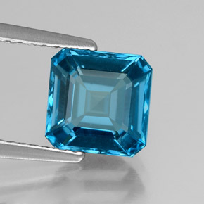 Topázio azul natural 2,16ct, corte esmeralda, VS