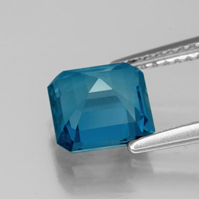 Topázio azul natural 2,16ct, corte esmeralda, VS