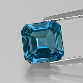 Topázio azul natural 2,19ct, corte esmeralda, VS